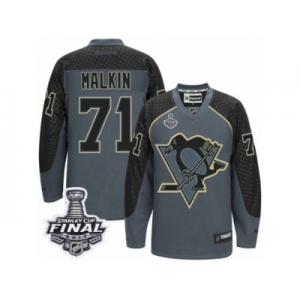 Men's Reebok Pittsburgh Penguins #71 Evgeni Malkin Authentic Charcoal Cross Check Fashion 2017 Stanley Cup Final NHL Jersey