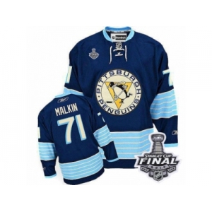 Men's Reebok Pittsburgh Penguins #71 Evgeni Malkin Authentic Navy Blue Third Vintage 2017 Stanley Cup Final NHL Jersey