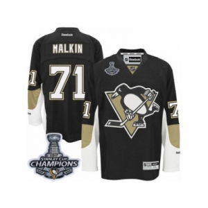 Men's Reebok Pittsburgh Penguins #71 Evgeni Malkin Premier Black Home 2017 Stanley Cup Champions NHL Jersey