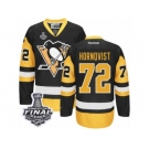 Men's Reebok Pittsburgh Penguins #72 Patric Hornqvist Authentic Black Gold Third 2017 Stanley Cup Final NHL Jersey