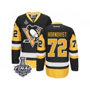 Men's Reebok Pittsburgh Penguins #72 Patric Hornqvist Authentic Black Gold Third 2017 Stanley Cup Final NHL Jersey