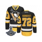 Men's Reebok Pittsburgh Penguins #72 Patric Hornqvist Premier Black Gold Third 2017 Stanley Cup Champions NHL Jersey