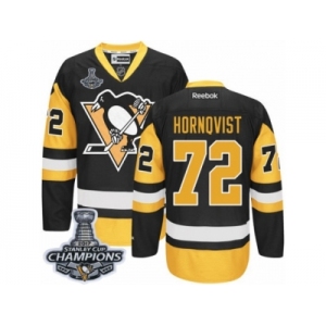 Men's Reebok Pittsburgh Penguins #72 Patric Hornqvist Premier Black Gold Third 2017 Stanley Cup Champions NHL Jersey