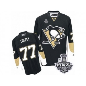 Men's Reebok Pittsburgh Penguins #77 Paul Coffey Authentic Black Home 2017 Stanley Cup Final NHL Jersey