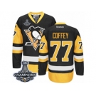 Men's Reebok Pittsburgh Penguins #77 Paul Coffey Premier Black Gold Third 2017 Stanley Cup Champions NHL Jersey