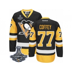 Men's Reebok Pittsburgh Penguins #77 Paul Coffey Premier Black Gold Third 2017 Stanley Cup Champions NHL Jersey