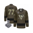 Men's Reebok Pittsburgh Penguins #77 Paul Coffey Premier Green Salute to Service 2017 Stanley Cup Final NHL Jersey