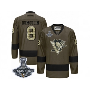 Men's Reebok Pittsburgh Penguins #8 Brian Dumoulin Premier Green Salute to Service 2017 Stanley Cup Champions NHL Jersey