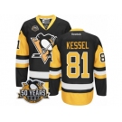 Men's Reebok Pittsburgh Penguins #81 Phil Kessel Authentic Black Gold Third 50th Anniversary Patch NHL Jersey