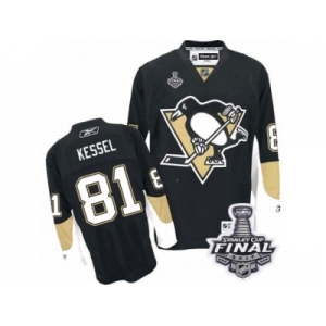 Men's Reebok Pittsburgh Penguins #81 Phil Kessel Authentic Black Home 2017 Stanley Cup Final NHL Jersey