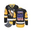 Men's Reebok Pittsburgh Penguins #81 Phil Kessel Premier Black Gold USA Flag Fashion 2017 Stanley Cup Champions NHL Jersey