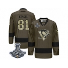 Men's Reebok Pittsburgh Penguins #81 Phil Kessel Premier Green Salute to Service 2017 Stanley Cup Champions NHL Jersey