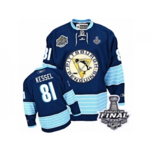 Men's Reebok Pittsburgh Penguins #81 Phil Kessel Premier Navy Blue Third Vintage 2017 Stanley Cup Final NHL Jersey