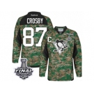 Men's Reebok Pittsburgh Penguins #87 Sidney Crosby Authentic Camo Veterans Day Practice 2017 Stanley Cup Final NHL Jersey