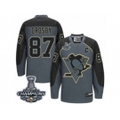 Men's Reebok Pittsburgh Penguins #87 Sidney Crosby Authentic Charcoal Cross Check Fashion 2017 Stanley Cup Champions NHL Jersey