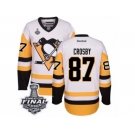 Men's Reebok Pittsburgh Penguins #87 Sidney Crosby Authentic White Away 2017 Stanley Cup Final NHL Jersey