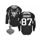 Men's Reebok Pittsburgh Penguins #87 Sidney Crosby Premier Black Practice 2017 Stanley Cup Final NHL Jersey