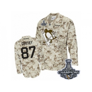 Men's Reebok Pittsburgh Penguins #87 Sidney Crosby Premier Camouflage 2017 Stanley Cup Champions NHL Jersey