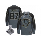 Men's Reebok Pittsburgh Penguins #87 Sidney Crosby Premier Charcoal Cross Check Fashion 2017 Stanley Cup Final NHL Jersey