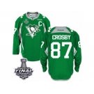 Men's Reebok Pittsburgh Penguins #87 Sidney Crosby Premier Green Practice 2017 Stanley Cup Final NHL Jersey