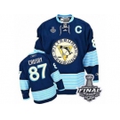 Men's Reebok Pittsburgh Penguins #87 Sidney Crosby Premier Navy Blue Third Vintage 2017 Stanley Cup Final NHL Jersey