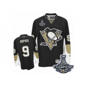 Men's Reebok Pittsburgh Penguins #9 Pascal Dupuis Premier Black Home 2017 Stanley Cup Champions NHL Jersey