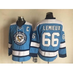 NHL Pittsburgh Penguins #66 Mario Lemieux Throwback blue jersey