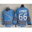 NHL Pittsburgh Penguins #66 Mario Lemieux Throwback blue jerseys