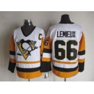 NHL Pittsburgh Penguins #66 Mario Lemieux Throwback white-yellow jerseys