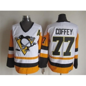 NHL Pittsburgh Penguins #77 Coffey Throwback white-yellow jerseys