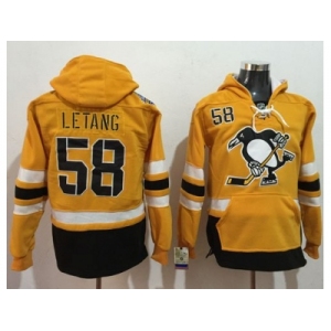 Pittsburgh Penguins #58 Kris Letang Gold Sawyer Hooded Sweatshirt 2017 Stadium Series Stitched NHL Jersey