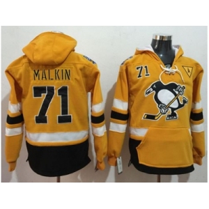 Pittsburgh Penguins #71 Evgeni Malkin Gold Sawyer Hooded Sweatshirt 2017 Stadium Series Stitched NHL Jersey