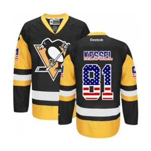 Reebok Pittsburgh Penguins #81 Phil Kessel Premier Black Gold USA Flag Fashion NHL Jersey