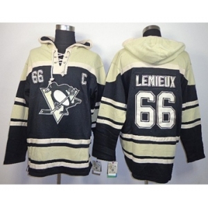 nhl jerseys pittsburgh penguins #66 lemieux black-cream[pullover hooded sweatshirt][patch C]