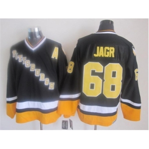 nhl jerseys pittsburgh penguins #68 jagr black-yellow[new]