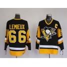 nhl pittsburgh penguins #66 lemieux m&n black