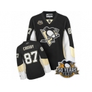 Women's Reebok Pittsburgh Penguins #87 Sidney Crosby Authentic Black Home 50th Anniversary Patch NHL Jersey