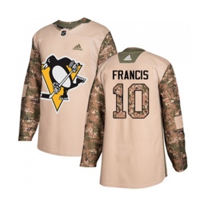 Youth Adidas Pittsburgh Penguins #10 Ron Francis Authentic Camo Veterans Day Practice NHL Jersey