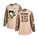 Youth Adidas Pittsburgh Penguins #15 Riley Sheahan Authentic Camo Veterans Day Practice NHL Jersey