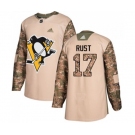 Youth Adidas Pittsburgh Penguins #17 Bryan Rust Authentic Camo Veterans Day Practice NHL Jersey