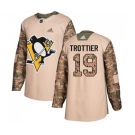 Youth Adidas Pittsburgh Penguins #19 Bryan Trottier Authentic Camo Veterans Day Practice NHL Jersey