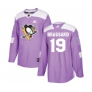 Youth Adidas Pittsburgh Penguins #19 Derick Brassard Authentic Purple Fights Cancer Practice NHL Jersey