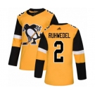 Youth Adidas Pittsburgh Penguins #2 Chad Ruhwedel Authentic Gold Alternate NHL Jersey