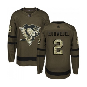 Youth Adidas Pittsburgh Penguins #2 Chad Ruhwedel Authentic Green Salute to Service NHL Jersey