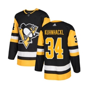 Youth Adidas Pittsburgh Penguins #34 Tom Kuhnhackl Authentic Black Home NHL Jersey