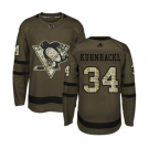 Youth Adidas Pittsburgh Penguins #34 Tom Kuhnhackl Authentic Green Salute to Service NHL Jersey