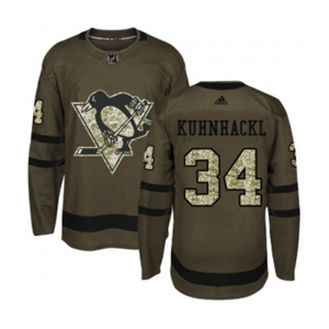 Youth Adidas Pittsburgh Penguins #34 Tom Kuhnhackl Authentic Green Salute to Service NHL Jersey