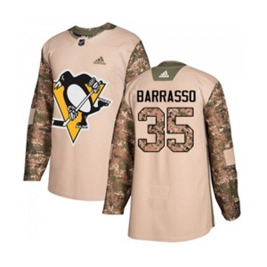Youth Adidas Pittsburgh Penguins #35 Tom Barrasso Authentic Camo Veterans Day Practice NHL Jersey