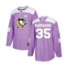 Youth Adidas Pittsburgh Penguins #35 Tom Barrasso Authentic Purple Fights Cancer Practice NHL Jersey