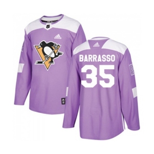 Youth Adidas Pittsburgh Penguins #35 Tom Barrasso Authentic Purple Fights Cancer Practice NHL Jersey
